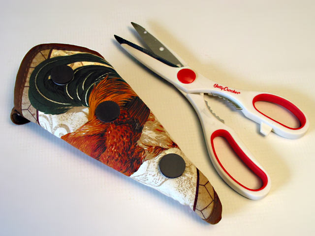 Magnetic Kitchen Scissor Caddy - Rooster Motif - Click Image to Close
