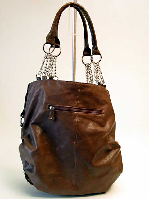 Hobo Bag Faux-Leather Chains Gems