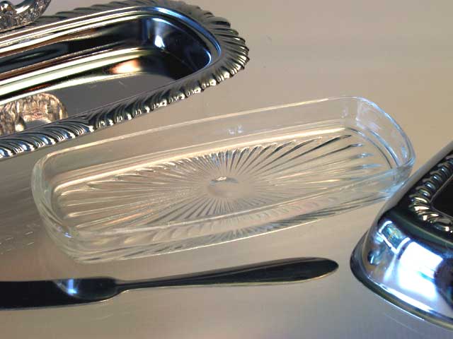 Chrome Butter Dish with Glass Insert