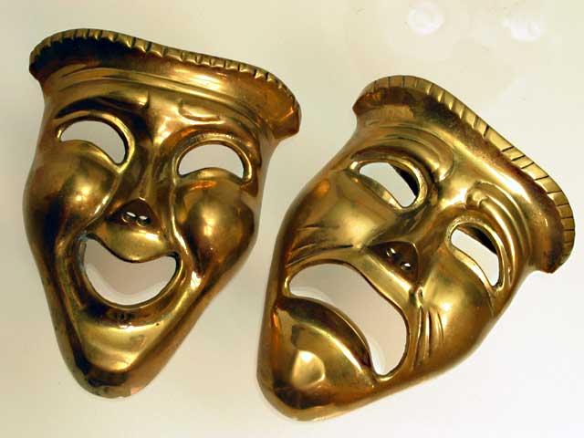 Brass Comedy Tragedy Masks - Click Image to Close