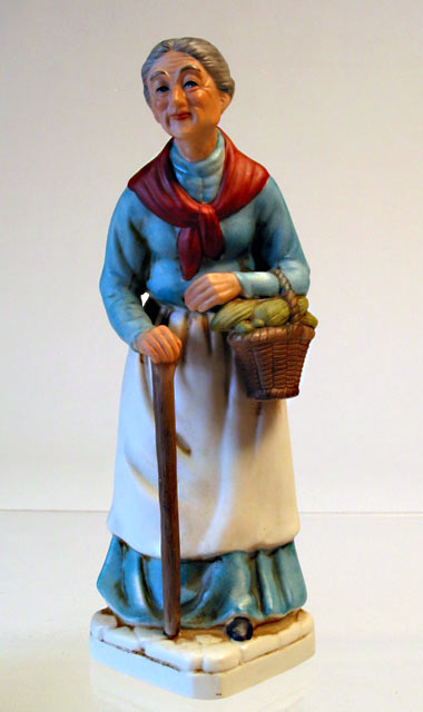 Lady with Cane Porcelain Figurine - Click Image to Close