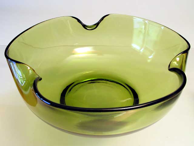 Abstract Green Glass Bowl - Click Image to Close