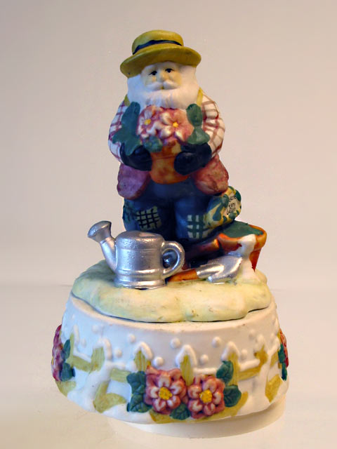 Santa Gardener Musical Porcelain Figurine