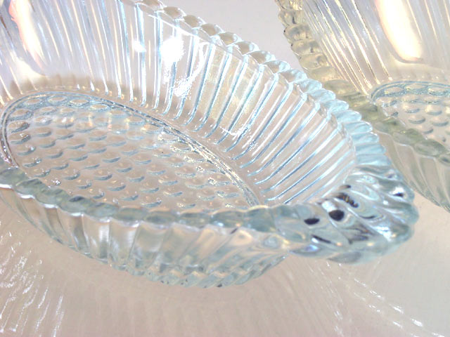 Serving Dish Pair - Ribbed Glass Motif