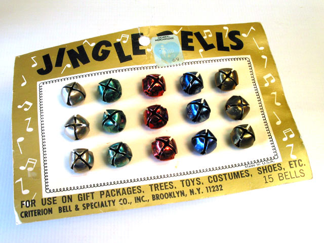 15 Colorful Carded Jingle Bells - Click Image to Close