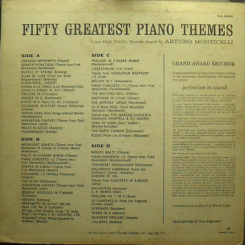 Monticelli, Arturo - FIFTY GREATEST PIANO THEMES - Click Image to Close