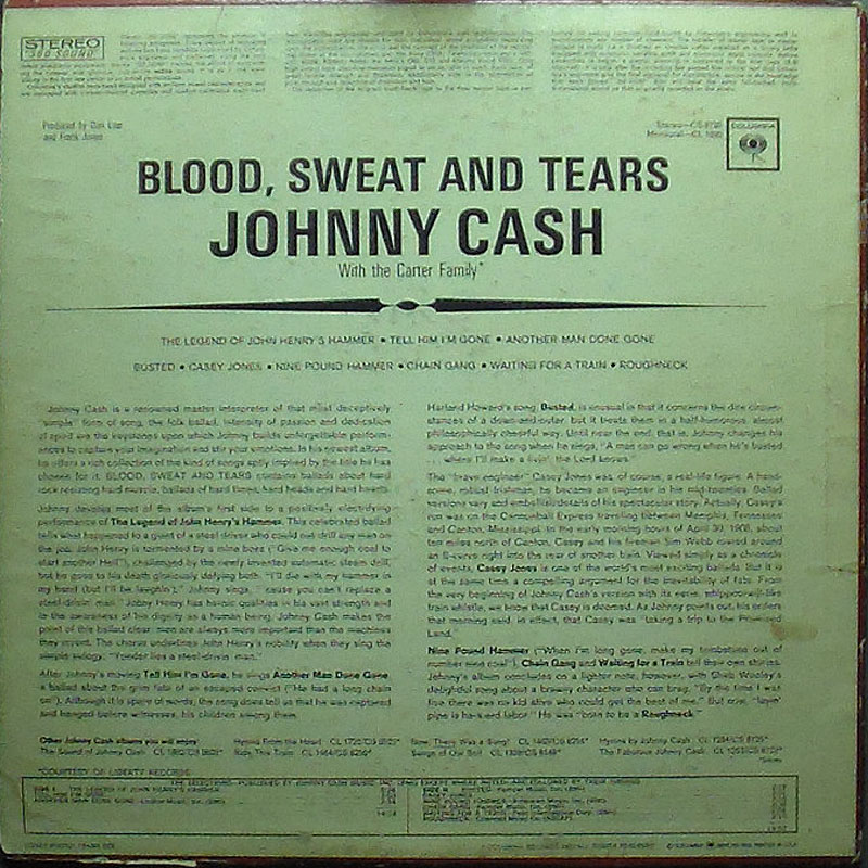 Johnny Cash - Blood Sweat And Tears - Click Image to Close