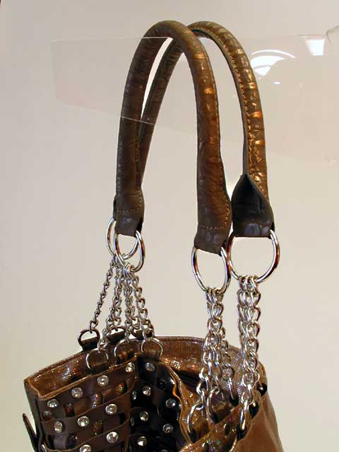 Hobo Bag Faux-Leather Chains Gems