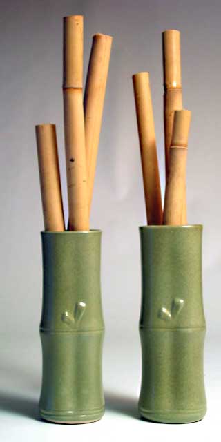 Bamboo and Cast Ceramic Accent Set