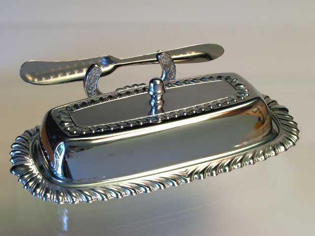 Chrome Butter Dish with Glass Insert