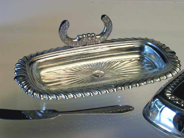 Chrome Butter Dish with Glass Insert - Click Image to Close
