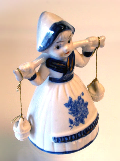 Dutch Milk-Maid Porcelain Bell - Click Image to Close