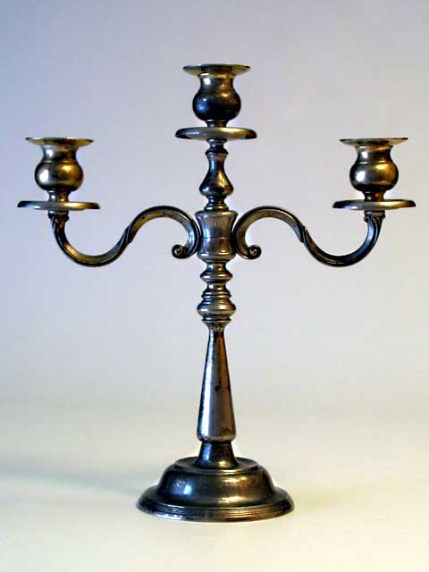 Silver Plated Triple Candleabra - Click Image to Close