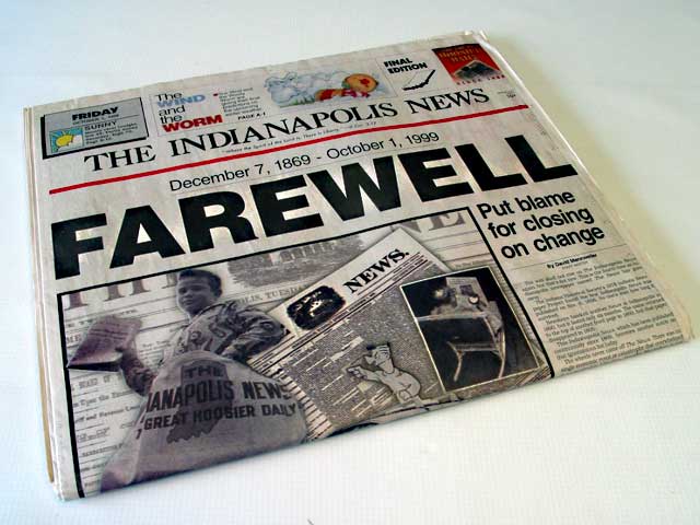 Indianapolis News - Farewell Edition - Click Image to Close